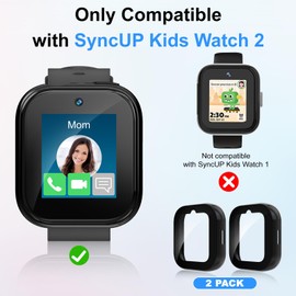 ZOOROO 2 Pack Case Compatible with Sync Up Kids Watch 2 Screen Protector for Kids, Hard PC Overall Protective Case Bumper with 9H Tempered Glass Cover Accessories, Black