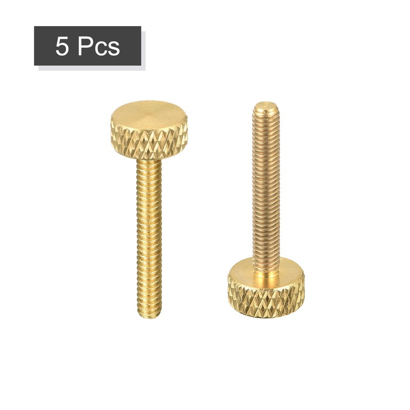 sourcing map Pack of 5 Brass Knurled Screws M3 x