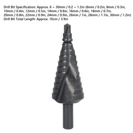 Metal Step Drilling Bit High Step Drill Bit, Step Drilling Bit Speed Steel 6-30mm Drill Bit Tool for Thin Steel Plate, Iron, Aluminum, Home Improvement