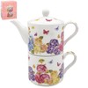 LESSER & PAVEY Ceramic Tea for One Single Serve Tea Set Butterfly Blossom Floral Pink Design