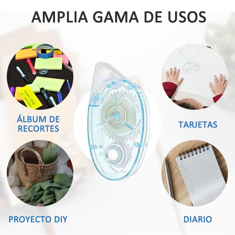 Set de 6 Rodillo Cinta Adhesiva Doble Cara, Aplicador de