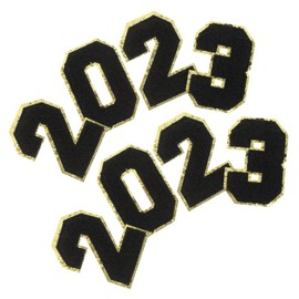 Operitacx Black 2 Sets 8pcs 2023 Number Patch Sewing Applique for Clothing Decoration