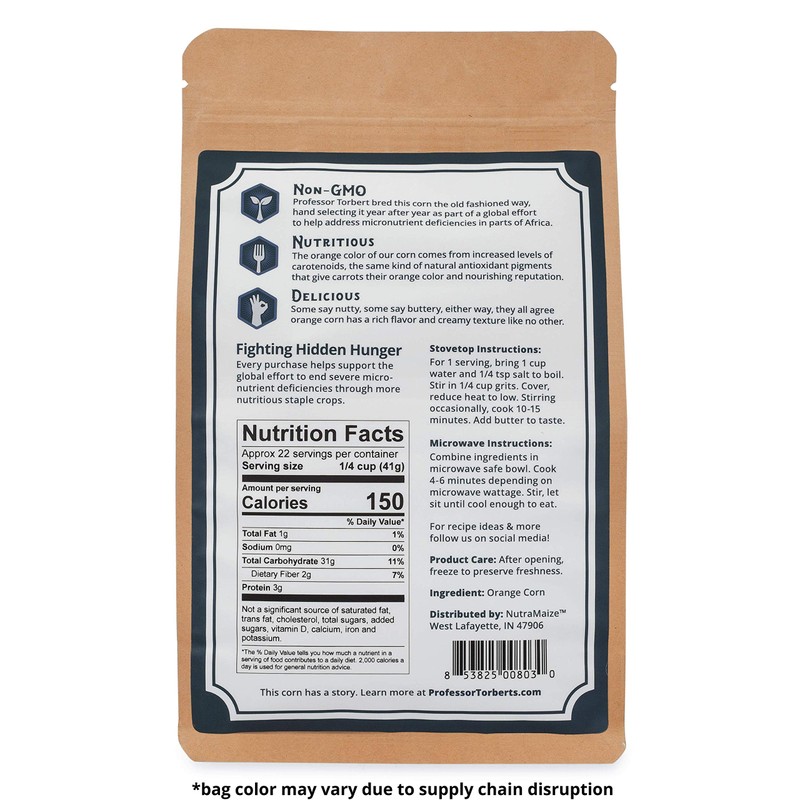 Professor Torbert's Orange Corn Grits | 2lb bag (32oz)