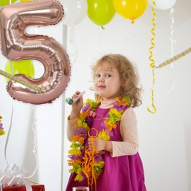 WEIKA 40 Inch Rose Rose Gold Large Numbers Balloons0-9,Number 5 Digit Helium Balloons,Foil Mylar Big Number Balloons for Birthday Party Supplies Decorations