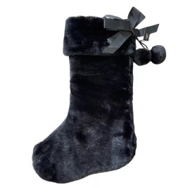 Victoria Secret Christmas Stocking Black w/Logo & Patches