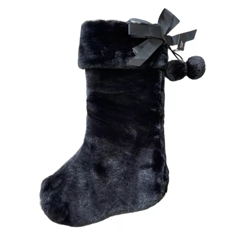 Victoria Secret Christmas Stocking Black w/Logo & Patches