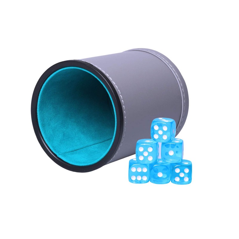 Dice Cup Set PU Leather and Felt-Lined, Quiet Shaking for