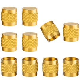 1/4" Flare Caps, 10 Pcs Brass Compression Cap Stop Valve Cap for Plumbing and HVAC Quick Seal Adapters (Gold)