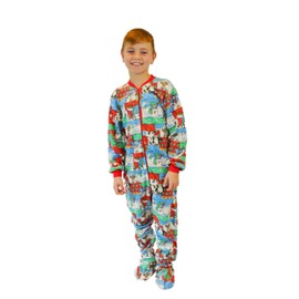 Big Feet Pjs Kids Winter Fun Fleece Boys Footed Pajamas Onesie Sleeper (S) Multi