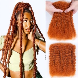 Afro Kinkys Bulk Human Hair 50g/Pack for Mini Twist, Braiding for Dreadlocks, Loc Repair, Twists, Dreadlock Extensions Ginger Orange Human Braiding Hair #350 12 Inch