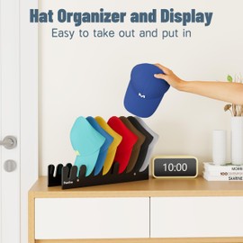 Poerlve Hat Organizer for Baseball Caps, Hat Rack, Acrylic Hat Display, Hat Stand, Baseball Cap Organizer, Hat Holder for Closet, Desk, Bedroom, Hat Storage, Black,1pcs