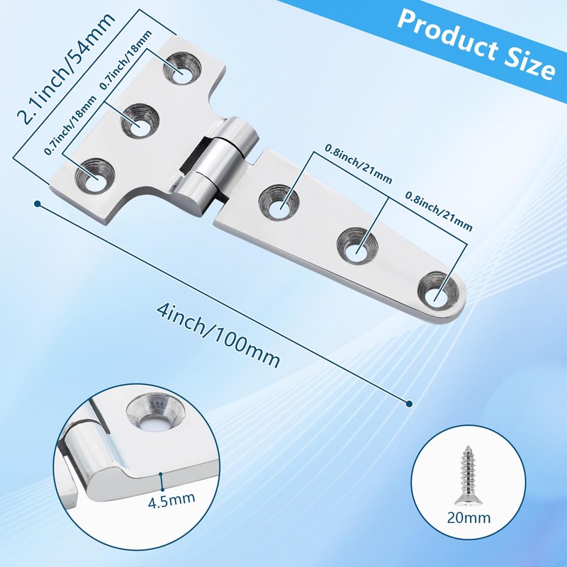 316 Stainless Steel Boat Hatch Hinges,4inchx 2inch (100 X 50