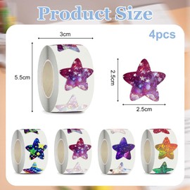 Star Stickers, 2000Pcs Reward Stickers, 2.5cm Holographic Star Sticker Sparkly Stars Sticker Roll for Classroom Children Rewards Homework Students Teachers Crafts Supplies
