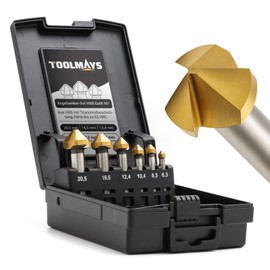 TOOLMAYS Countersink Set HSS 6 Pieces 90° Countersink Set Titanium Coatings Diameter 6.3 - 20.5 mm for Wood, Metal and Plastic