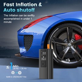 Tire Inflator Portable Air Compressor, 150PSI Rechargeable Air Pump with LED Light & Digital Pressure Gauge, Cordless Car Pump for Cars, Bike & Motorcycle Tires, Balls, Christmas Gift, Gifts for men