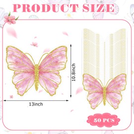 50 Pcs Butterfly Paper Placemats Disposable Butterfly Placemats Butterfly Place Mat for Spring Summer Wedding Birthday Baby Shower Holiday Party Kitchen Dining Table, 13 x 10.8 Inches (Pink)