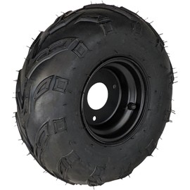 RedCap 145x70-6 Tubeless ATV Tire with Wheel Rim Left Pre-mounted Assembly for TaoTao Boulder B1 Vitacci Hawk Venom Moccasin Eagle Coleman AT110 Mudhawk 6 70cc-125cc ATV Go Kart Buggy (Left)