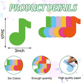 JarThenaAMCS 24 Pack Music Notes Sticky Notes 6 Colors Sticky Notepads Colorful Sticky Memo Pads for School Classroom Office Party Decor Supplies, 480 Sheets
