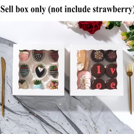 RomanticBaking 24 Pack Bakery Boxes (not include food) 7" x 7" x 2 1/2" White Chocolate Covered Strawberries Boxes Cookies Boxes