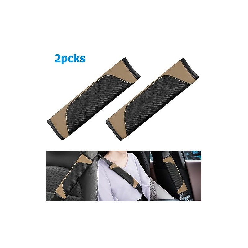 AUCELI Carbon Fiber Seat Belt Covers - Stylish Shoulder Protectors