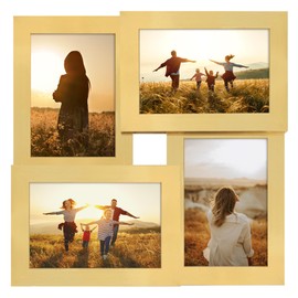 SZYUU 4x6 Collage Picture Frame,4 Photo Frame with Real Glass,Family Picture Frame Collage Wall Hanging or Tabletop Display,Gold