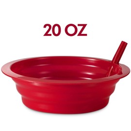 JoyServe Cereal Bowls with Straws for Kids (Set of 36-20-Ounce Bowls) BPA-Free Plastic Reusable Bowls with Built-In Straws for Children - Dishwasher and Microwave Safe, Includes 3 Cleaning Brushes