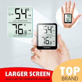 Ayawiss Room Thermometer Indoor Hygrometer Humidity Meter Humidity Gauge Digital Temperature and Humidity Sensor Monitor for Home Office House Pets Plants
