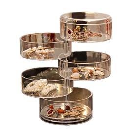 3/4/5Tier Multilayer Transparent Rotating Jewelry Box Dustproof Protections Jewelry Holder Organizer Stackable Container Multilayer Transparent Rotating Jewelry Box Rotating Jewelry Holder Container