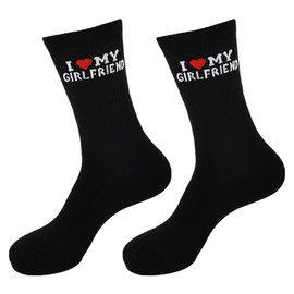 I Love My Girlfriend Socks Valentineds Day Gifts for Boyfriend from Girlfriend Funny Couple Presents for Men Anniversary Birthday Present for Him Boyfriend Socks