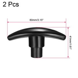 sourcing map T-Knob Drawer Cupboard Handle Metal Insert Internal Thread M8 Diameter Black Pack of 2