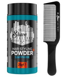 The Shave factory Hair Styling Powder - Mattifying and Volumizing Powder, with comb types suitable for all areas of use, hair comb and powder wax (Comb 045 & Sapphire Styling Powder 20gr)