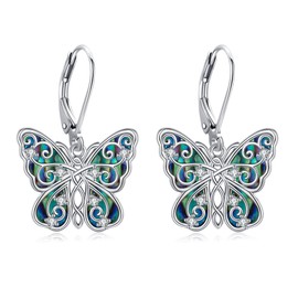 DAYLINLOVE Butterfly Earrings Sterling Silver Butterfly Dangle Drop Earrings Butterfly Jewellery for Women