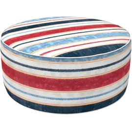 LVTXIII Inflatable Stool Ottoman Footrest with Handle, Decorative Fade-Resistant Foot Stool, Indoor or Outdoor Pouf for Home Garden and Camping Use, D21 x W 21 x H9, Stripe Red Blue