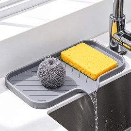 Kitchen Sink Silicone Tray for Soap and Sponge Storage – Drain Design Holder for Clean Countertops and Daily Washing Areas
