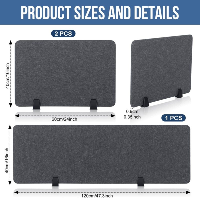 Yaomiao 3 Pcs Acoustic Desk Divider Soundproof Desk Privacy Panel