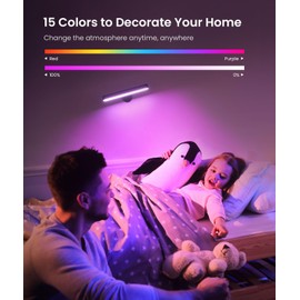 PopoIron Wall Sconce with 7500mAh Rechargeable Battery LED Wall Light for Bedroom with Remote Control, 3 Colors Wireless Wall Lamp 360° Rotation Dimmable Brightness with 15 RGB Colors,Black,1 Pack