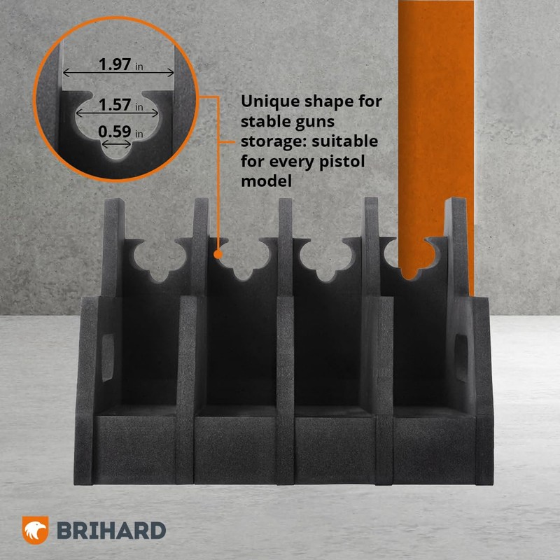 Brihard Advanced Foam Pistol Rack (4 Holders) - Short Gun