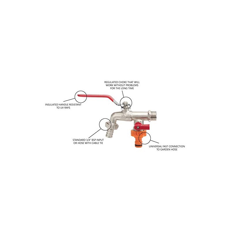 Double Duo Outlet Garden Tap Ball Valve Faucet Red Handle