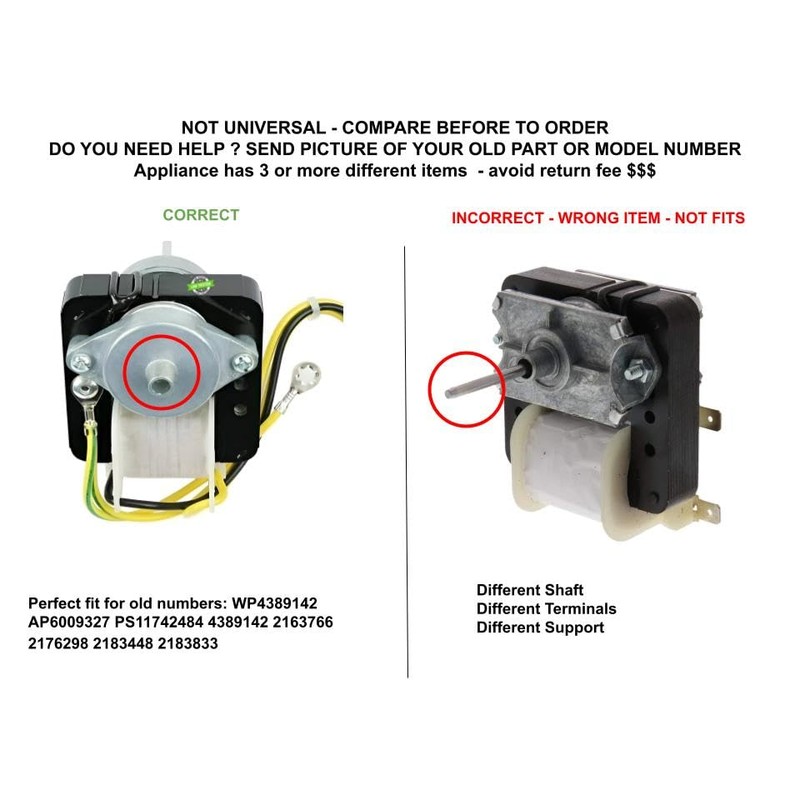 GLOB PRO SOLUTIONS 4389142 Fits Refrigerator Evapaporator Motor Fan WP4389142.