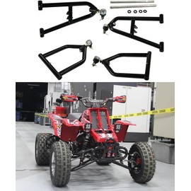 RADREPLA Adjustable Stainless Steel Front Upper+Lower Racing Sport A Arm+2+1 Wider Extender Suspension Balls for 1987-2006 ATV Yamaha Banshee 350 YFZ350, Matte Black