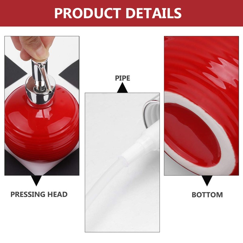 Alipis Ceramic Soap Dispenser, Round Press Bottle Refillable Lotion Bottle,