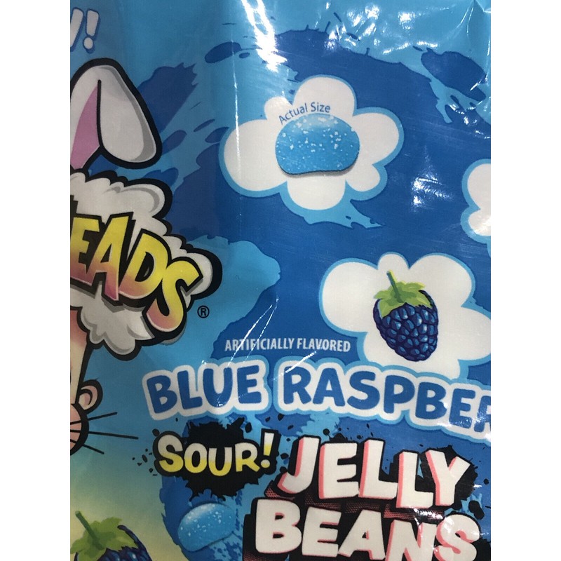 Warheads-Blue Rasberry Sour Jelly Beans Candy: 4oz/113g. ShipN24Hours-N