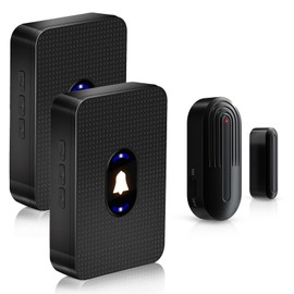 DAYTECH Wireless Door Window Sensor Alarm, Door Open Chime, Entry Alert For Home Store Office Security, 300ft/100m Operating Range, Up to 80,000 Uses, 2 Receivers & 1 Sensor