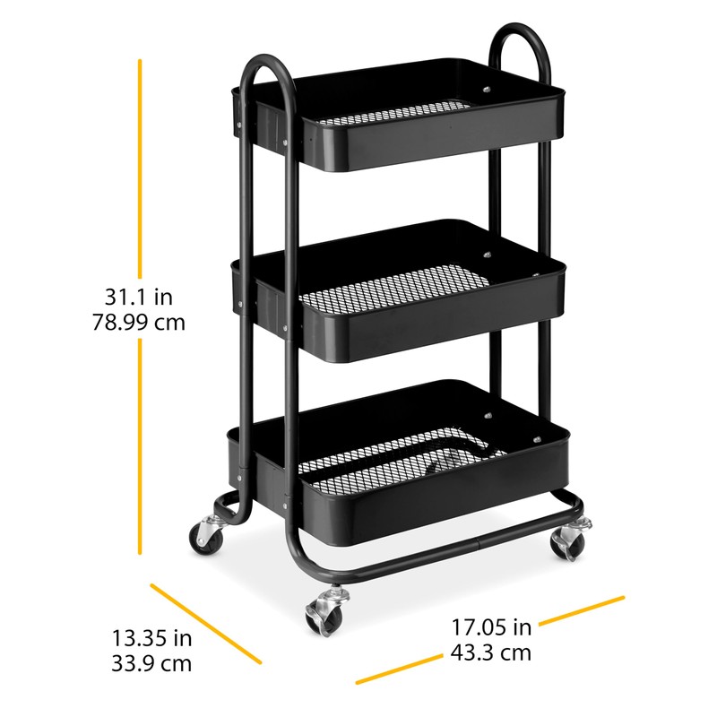 Whitmor 3-Tie Metal Cart, Black