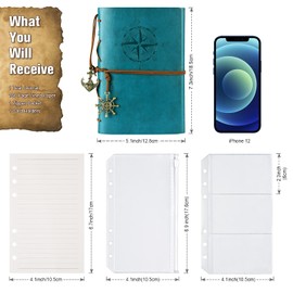 MALEDEN Classic Spiral Bound Notebook Refillable Diary Travel Diary Gifts with Lined Pages and Binder Pockets for Writing for Girls and Boys