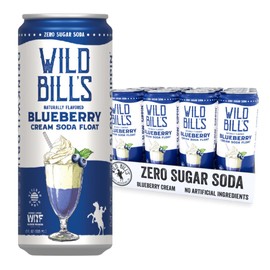 Blueberry - Wild Bill's Zero Sugar Cream Soda, Zero Artificial Colors, Flavors or Preservatives, Naturally Sweetened (Individual 12oz Cans,12-Pack)