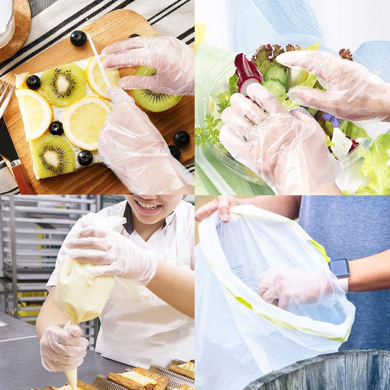 Teivio Disposable Gloves, 1000 Pcs Plastic Gloves for Kitchen Cooking