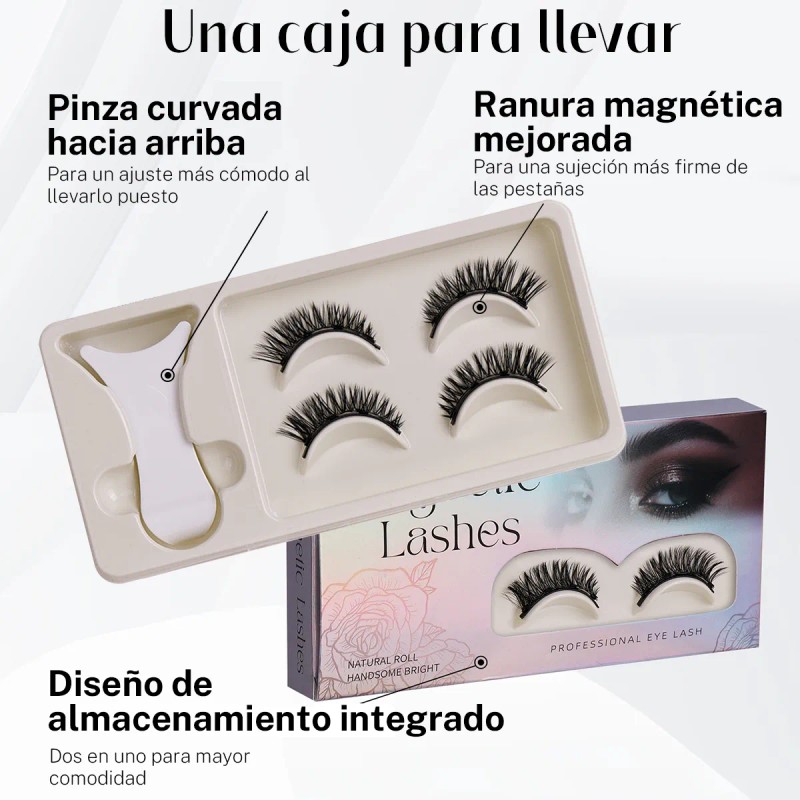 Kit De Pestañas Magnéticas Reutilizables Con Aplicador 2pars