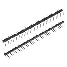 sourcing map Right Angle Header Pin 40P 1 Row 2.54mm Pitch Silver Tone Pin for PCB 24pcs