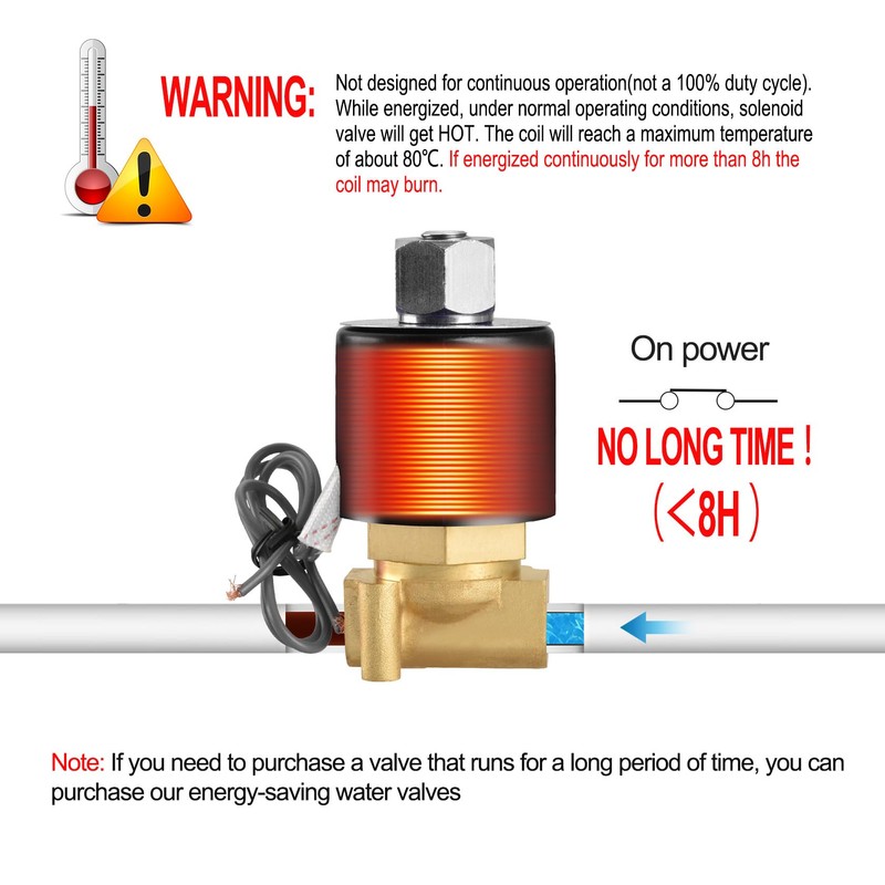 Heschen Brass Solenoid Valve 2W-025-08K Direct Acting 24V PT1/4 Normally